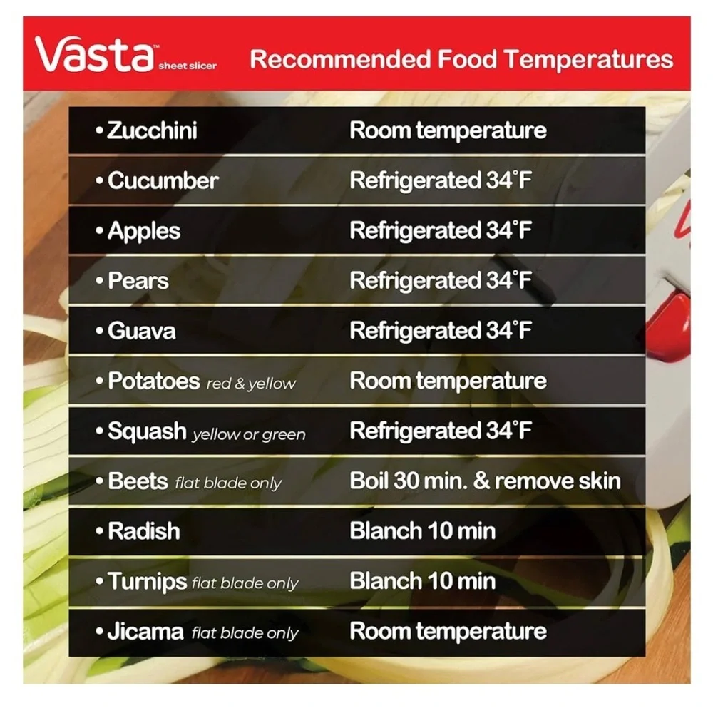 VASTA Veggie & Fruit Sheet Slicer, Stainless Steel Blade, 2 Attachments
